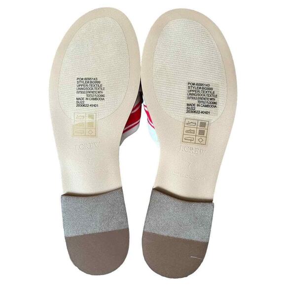 J.Crew Red/ Ivory Stripe Print Knot Slide Sandals, US7 - Picture 4 of 8